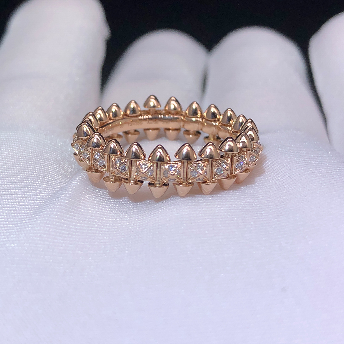 Cartier 18K Pink Gold Pave Diamonds Clash De Cartier Ring N4796100
