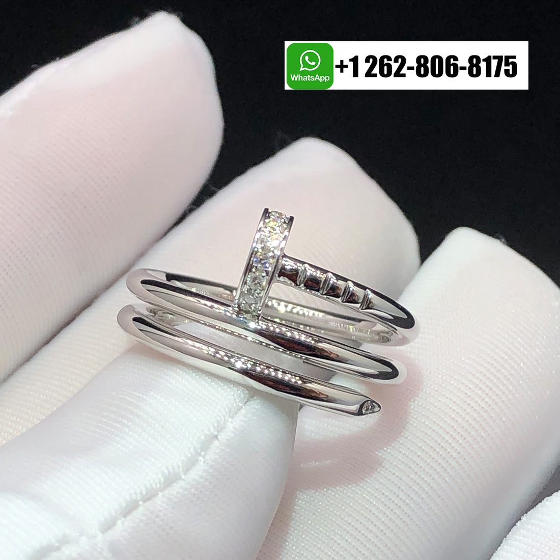 Cartier 18K White Gold Diamond Double Row Juste Un Clou Ring B4211000