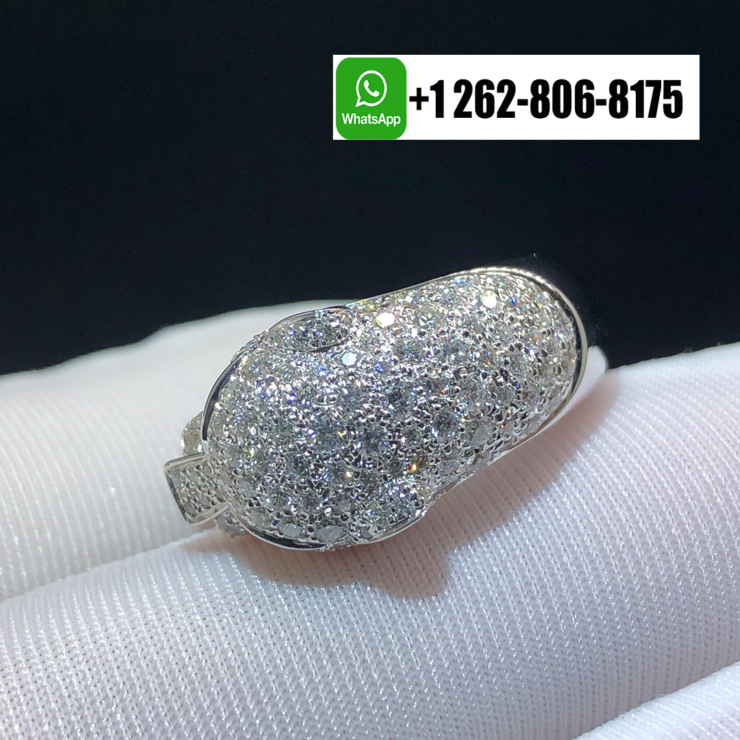 Cartier 18K White Gold Half-Pave Diamond Medium Model Panthere De Cartier Ring N4224900