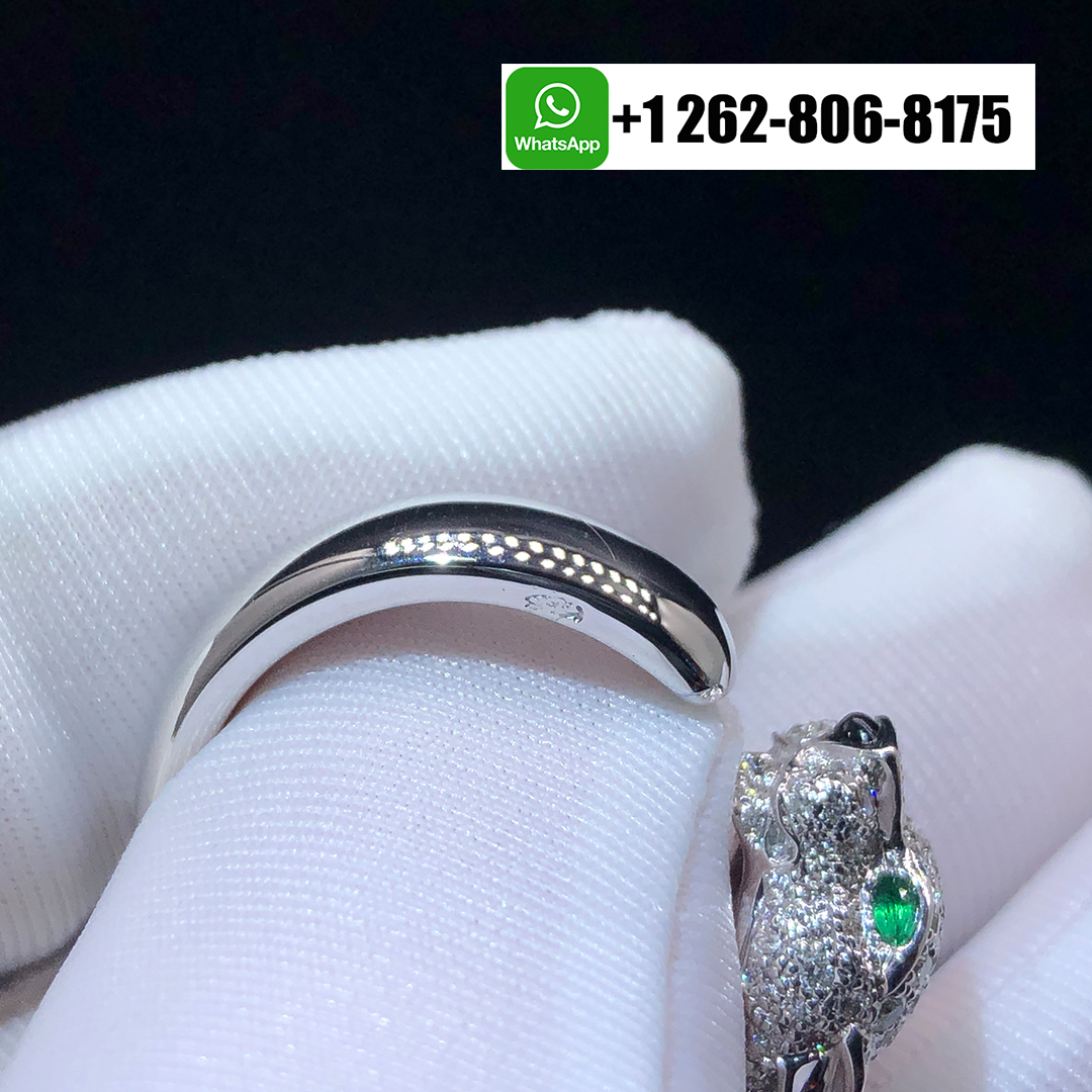 Cartier 18K White Gold Half-Pave Diamond Medium Model Panthere De Cartier Ring N4224900