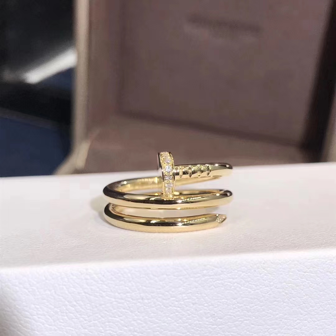 Cartier 18K Yellow Gold Diamond Double Nail Juste Un Clou Ring B4211800