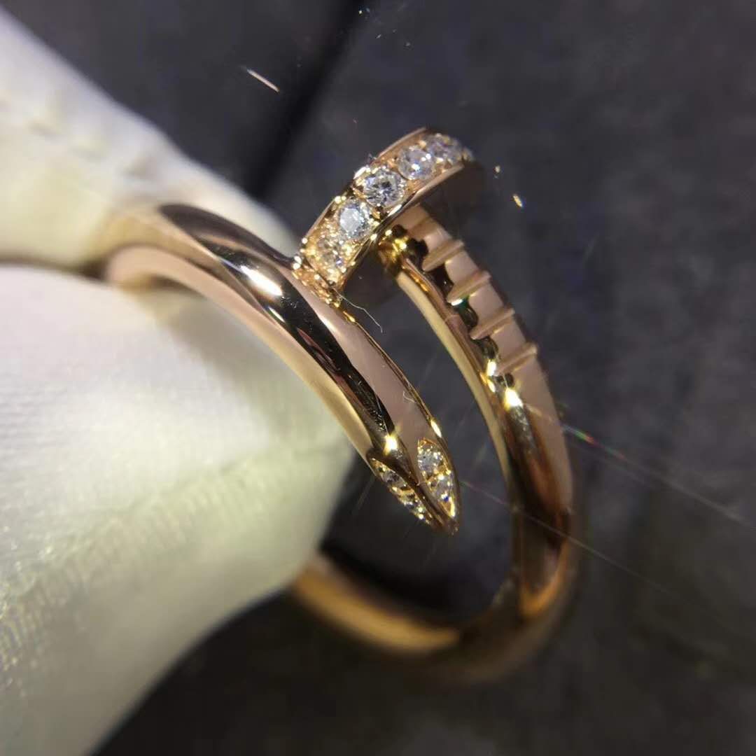 Cartier 18k Rose Gold Diamond Juste Un Clou Nail Ring B4094800