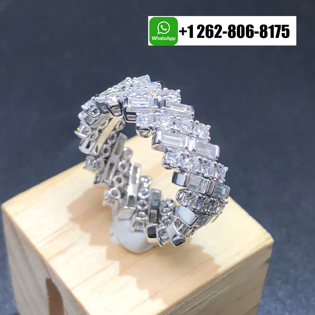 Cartier 18k White Gold Reflection de Cartier Double Row Diamonds Wedding Band Ring N4249952