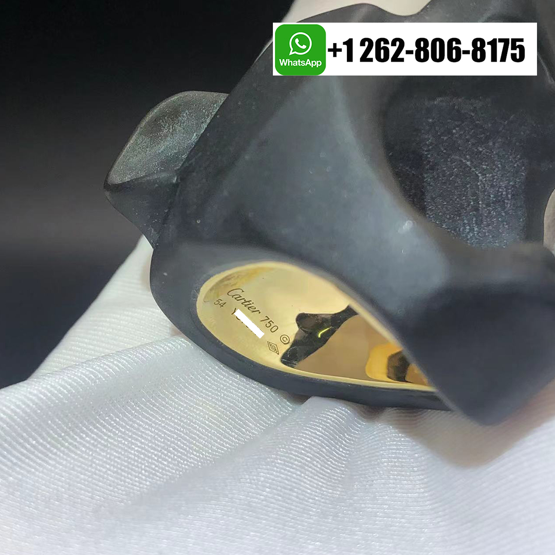 Cartier 18k Yellow Gold Panthère de Cartier Black Jasper High Jewelry Ring