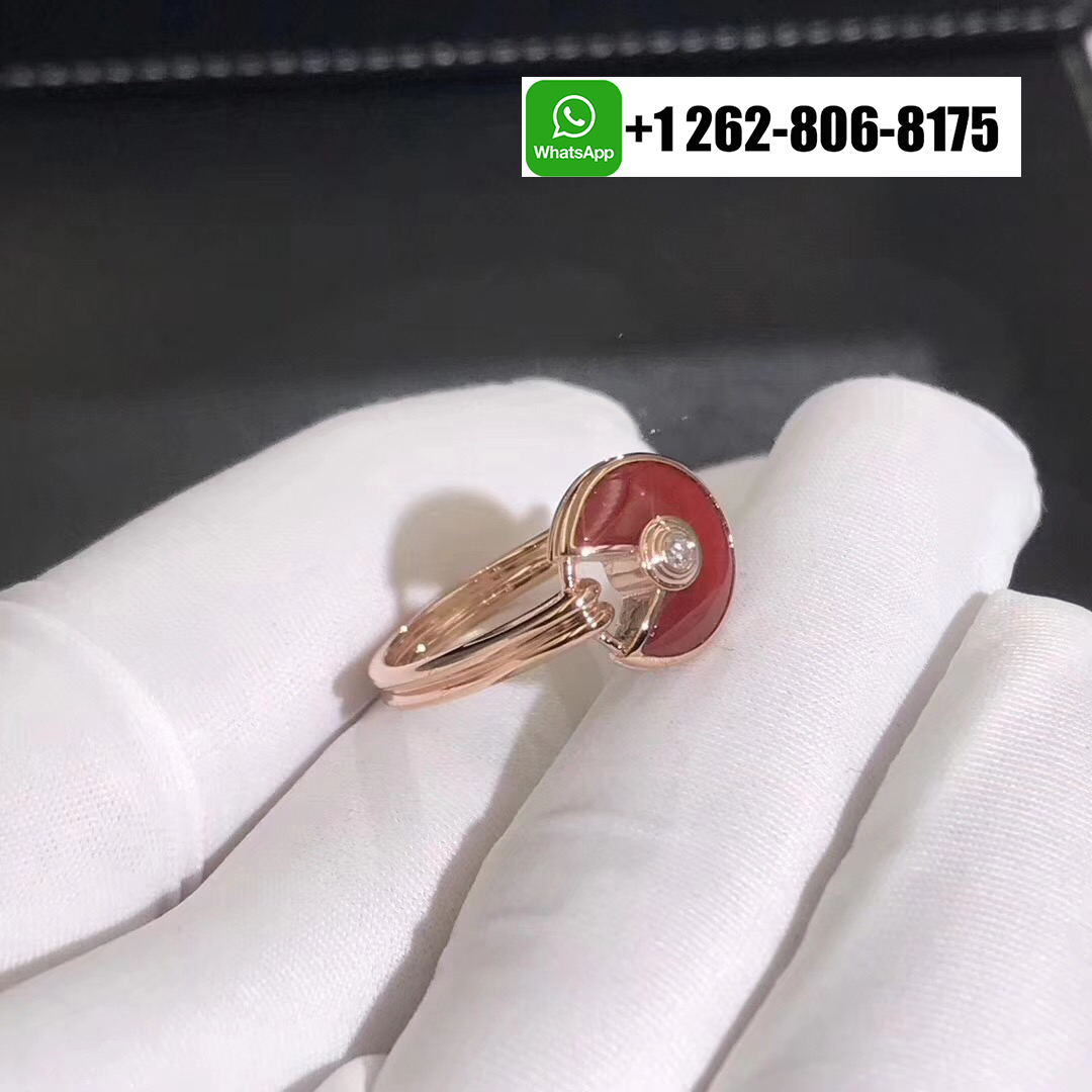 Cartier Amulette de Cartier Carnelian Diamond 18K Rose Gold Ring