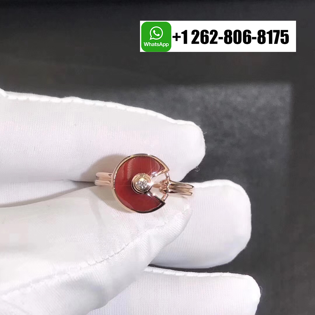 Cartier Amulette de Cartier Carnelian Diamond 18K Rose Gold Ring