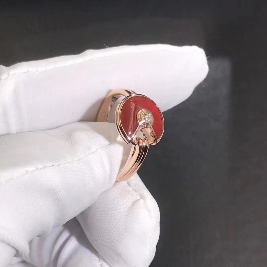 Cartier Amulette de Cartier Carnelian Diamond 18K Rose Gold Ring