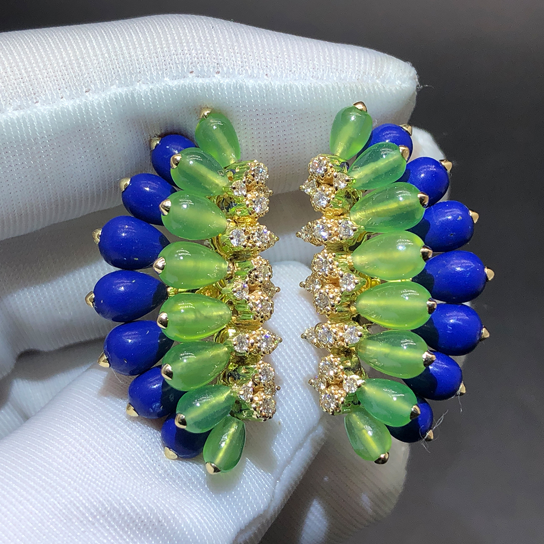 Cartier Chrysoprases Lapis Lazuli Diamonds Cactus de Cartier 18k Yellow Gold High Jewellery Ring H4347000
