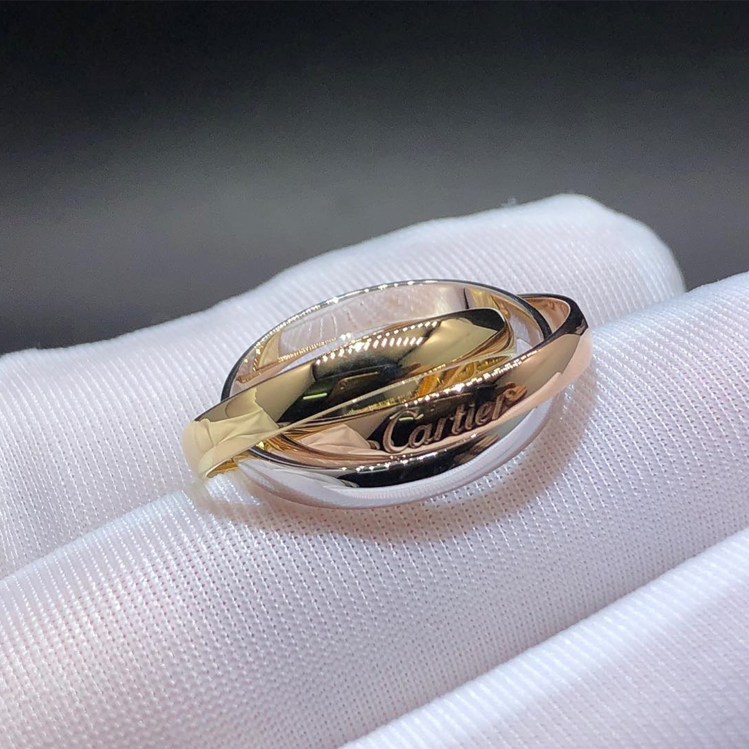 Cartier Classic Solid 18k Tri-Color Gold Medium Model Trinity Ring B4234200