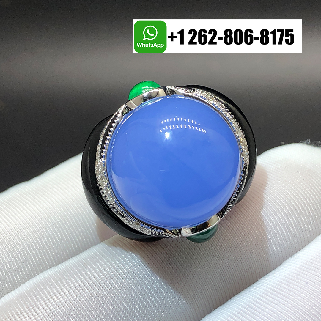 Cartier High Jewellery 18k White Gold Chalcedony Emeralds Onyx Diamond Surnaturel Ring