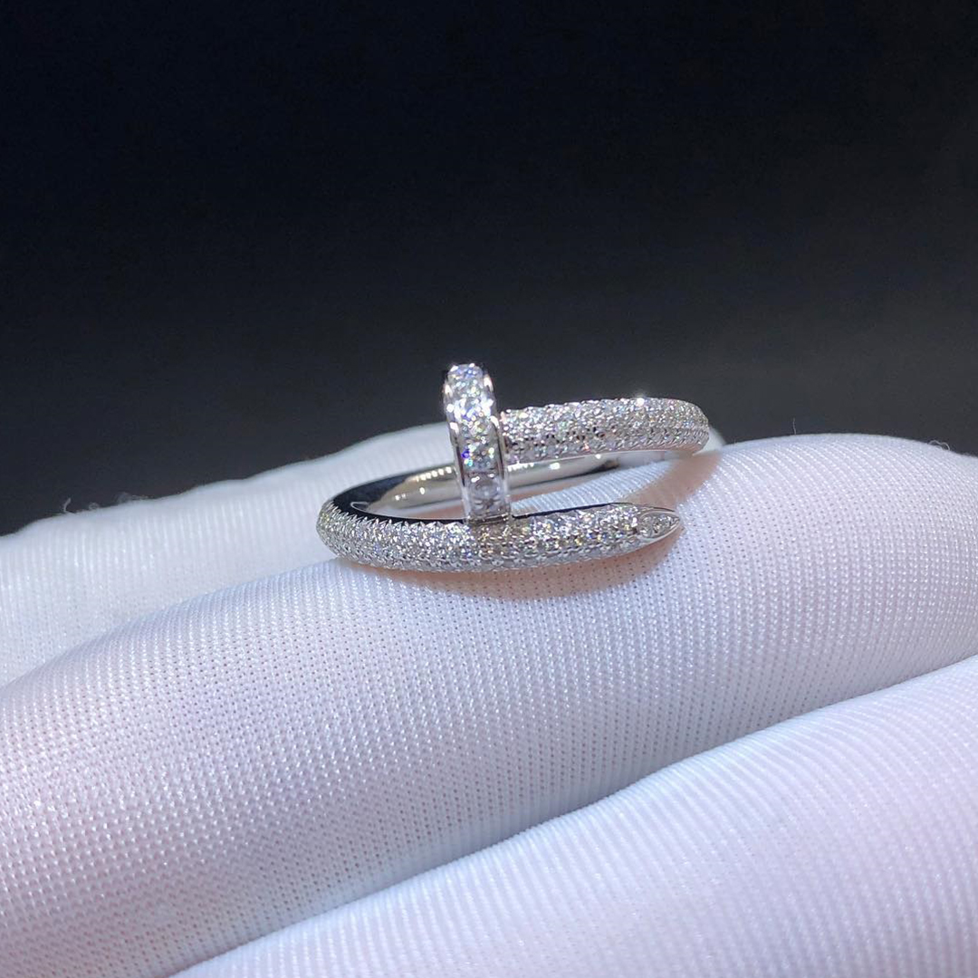 Cartier Juste un Clou 18k White Gold Diamond Paved Nail Ring N4748700