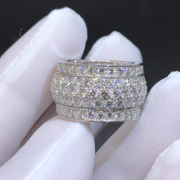 Cartier Nigeria Collection 18k White Gold Full Pave Diamond Five-Row Ring