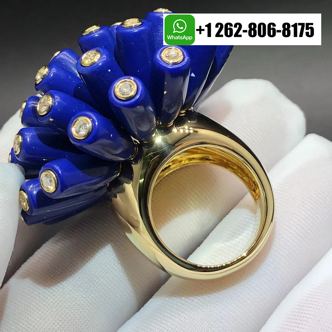 Cartier Paris Nouvelle Vague Lapis Lazuli Diamond 18k Yellow Gold Bombe Ring