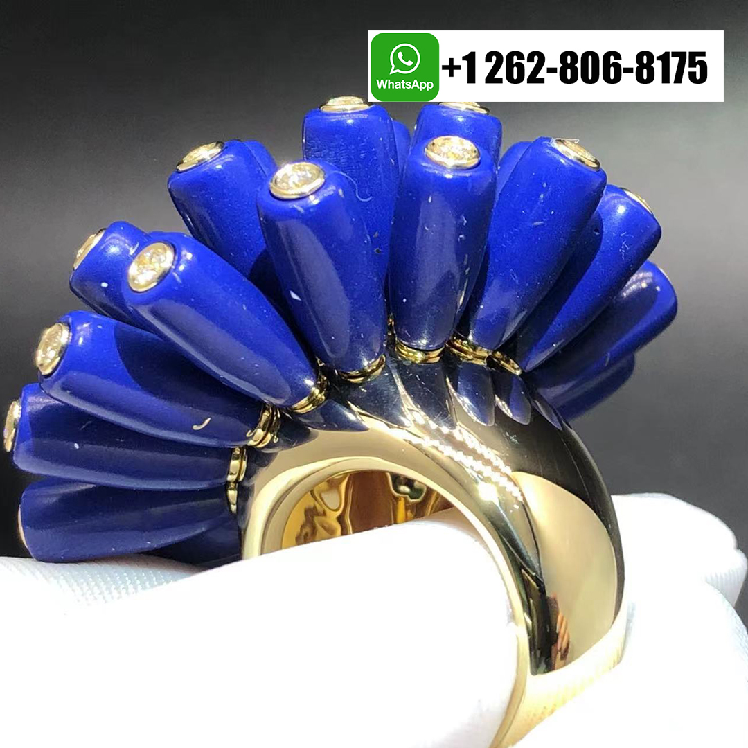 Cartier Paris Nouvelle Vague Lapis Lazuli Diamond 18k Yellow Gold Bombe Ring