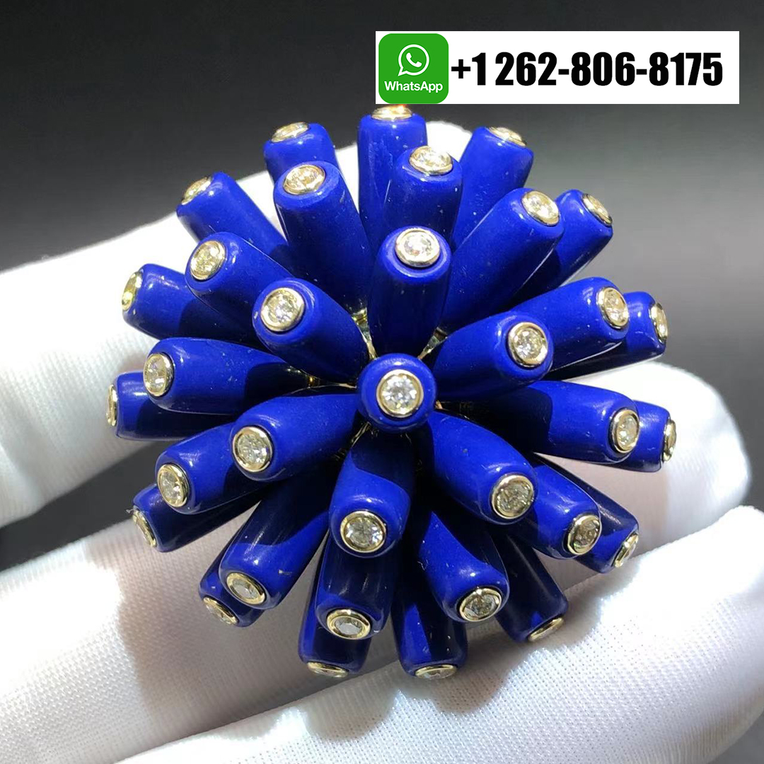 Cartier Paris Nouvelle Vague Lapis Lazuli Diamond 18k Yellow Gold Bombe Ring