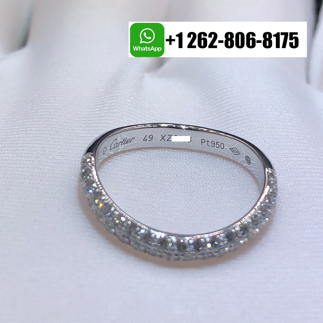 Cartier Platinum 2 Rows Diamond Paved Trinity Ruban Wedding Band Ring B4099400