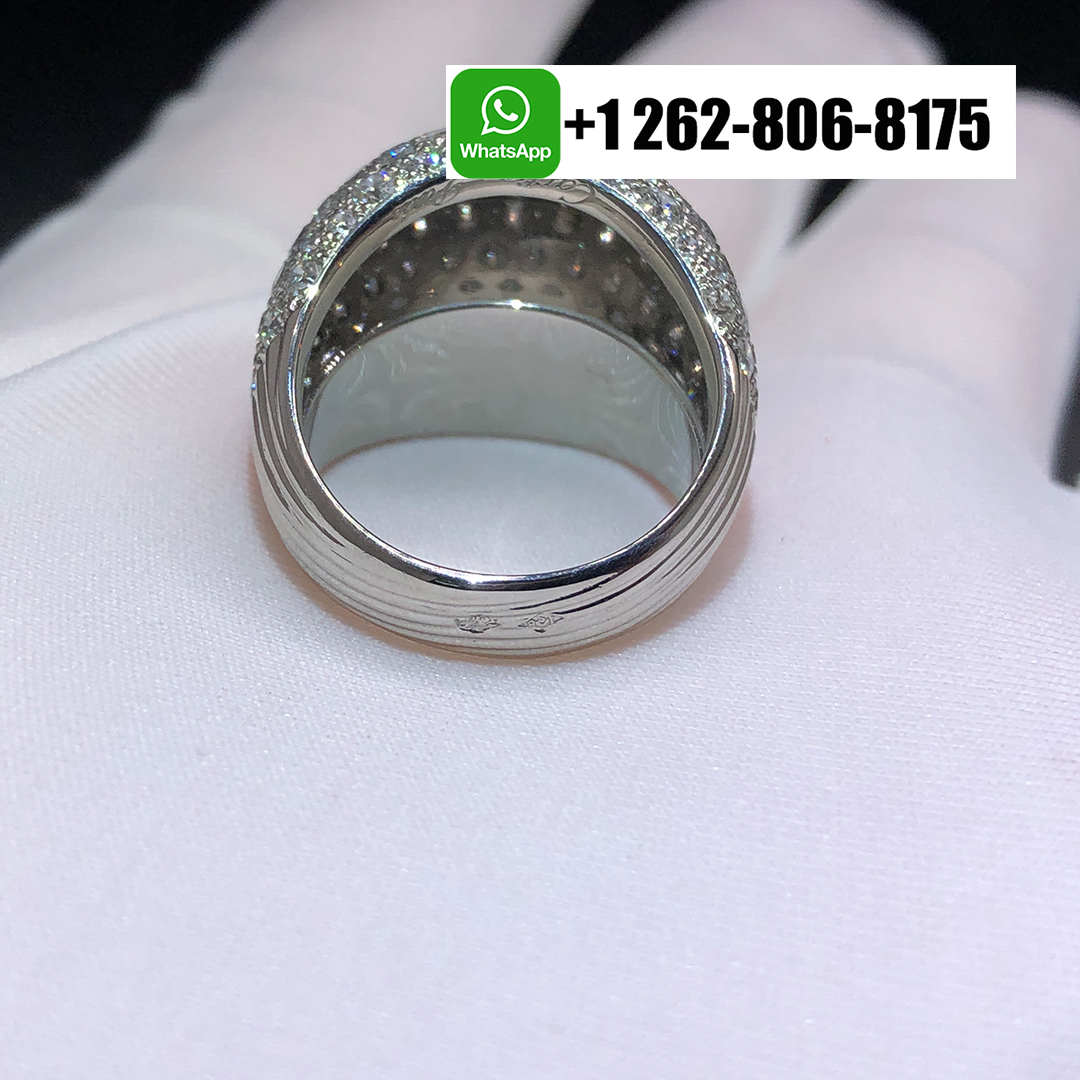 Cartier Platinum Diamond and Coral Ring