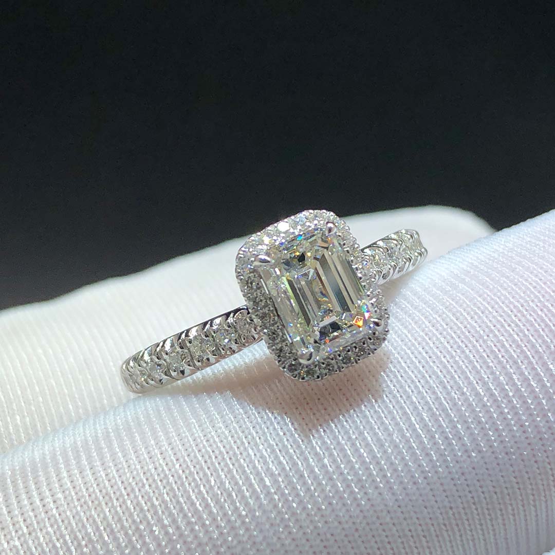 Cartier Platinum GIA 1.01ct Diamond Emerald Cut Destinée Solitaire Engagement Ring N4752100