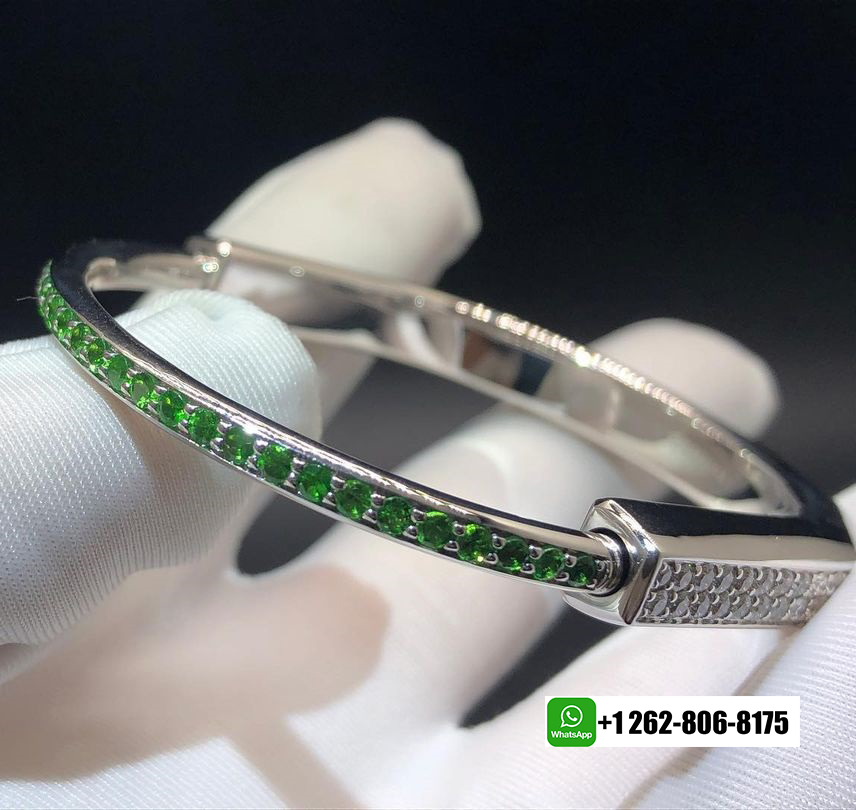 Tiffany LOCK bracelet pave diamonds and emeralds