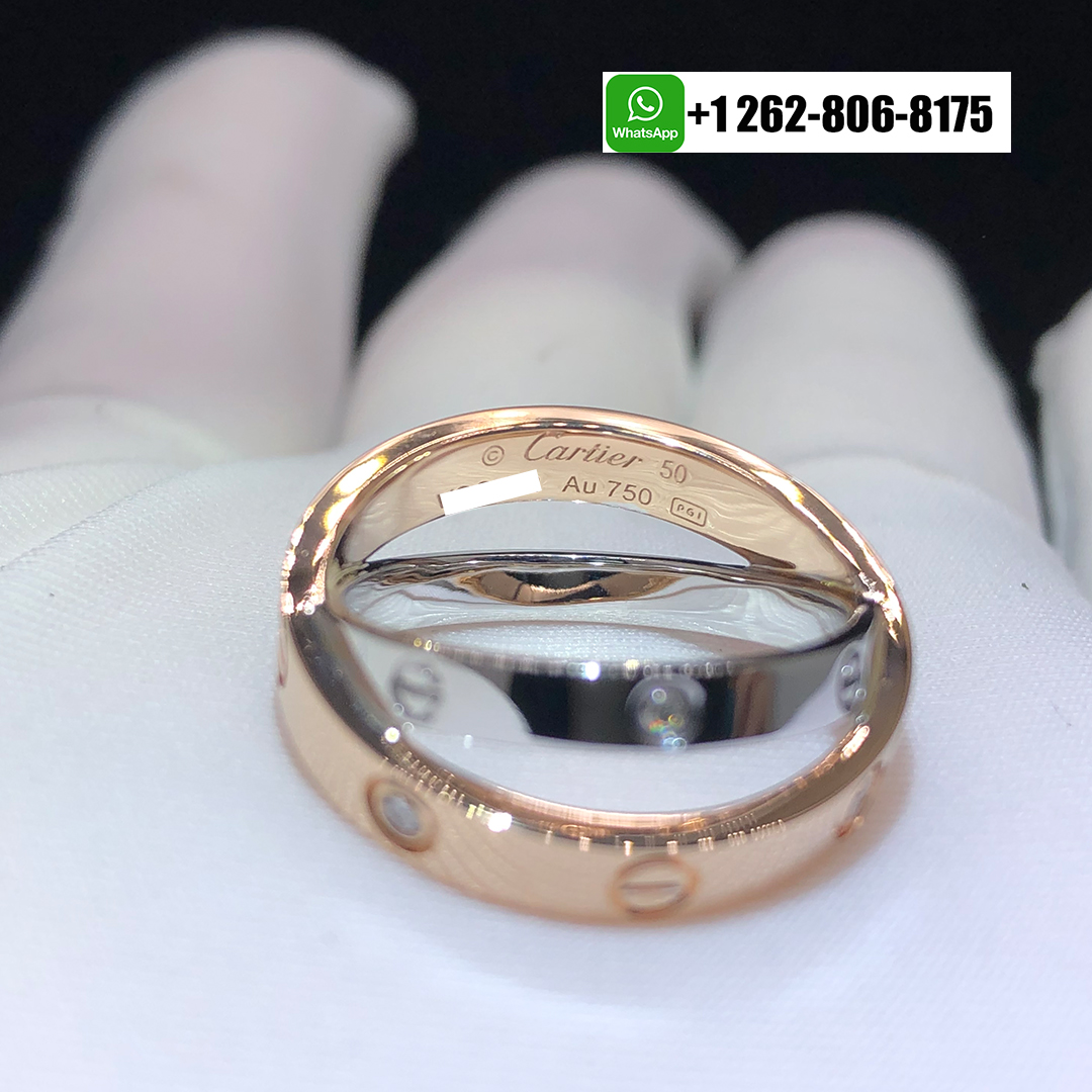Cartier 18K Pink White Gold 6 Diamonds Double Row LOVE Ring B4094300