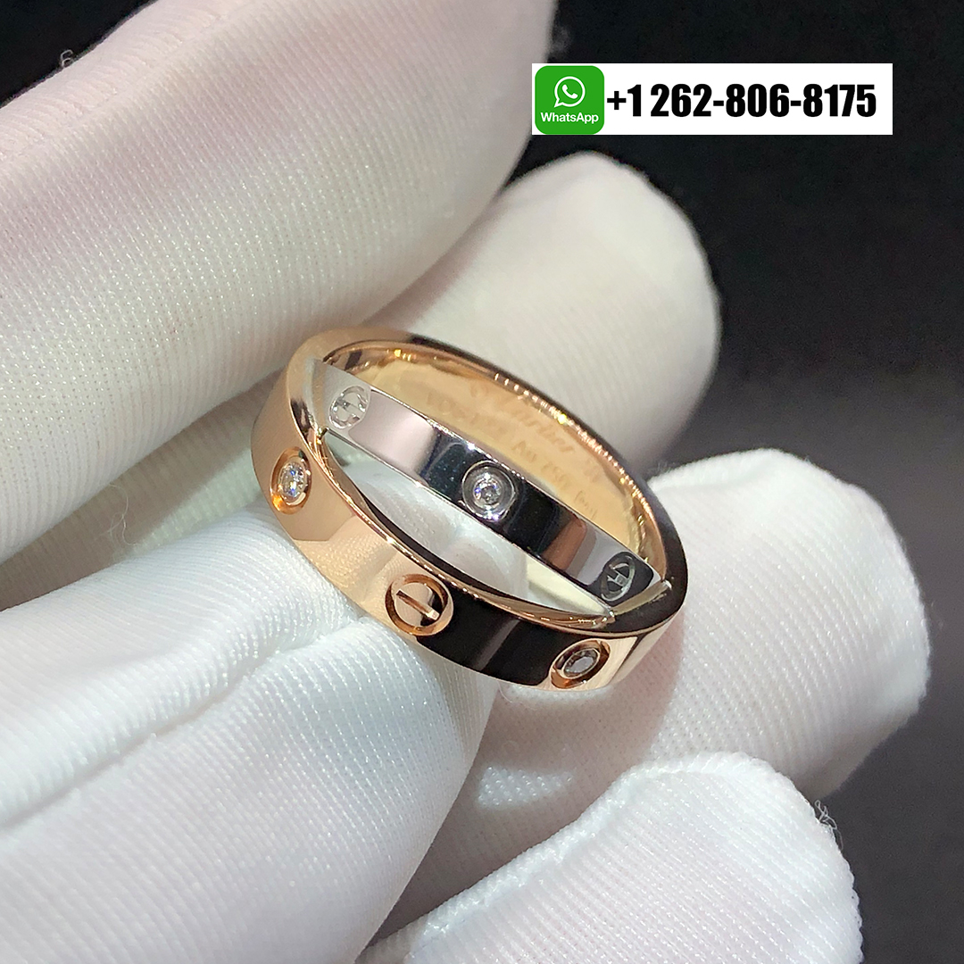 Cartier 18K Pink White Gold 6 Diamonds Double Row LOVE Ring B4094300