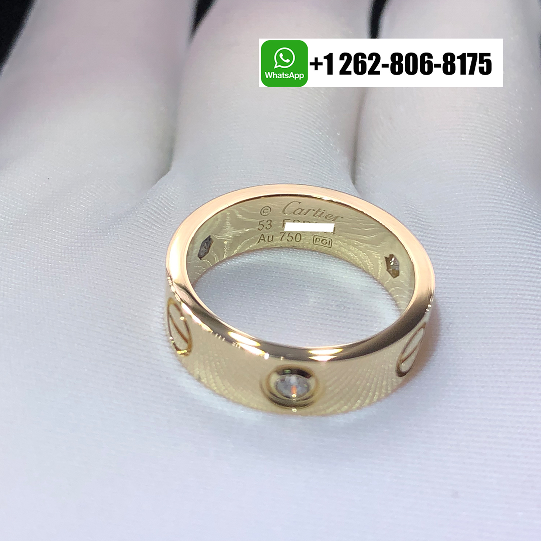 Cartier 18k Yellow Gold 3 Diamonds 5.5MM LOVE Ring B4032400