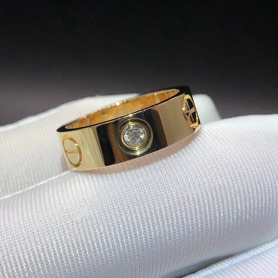 Cartier 18k Yellow Gold 3 Diamonds 5.5MM LOVE Ring