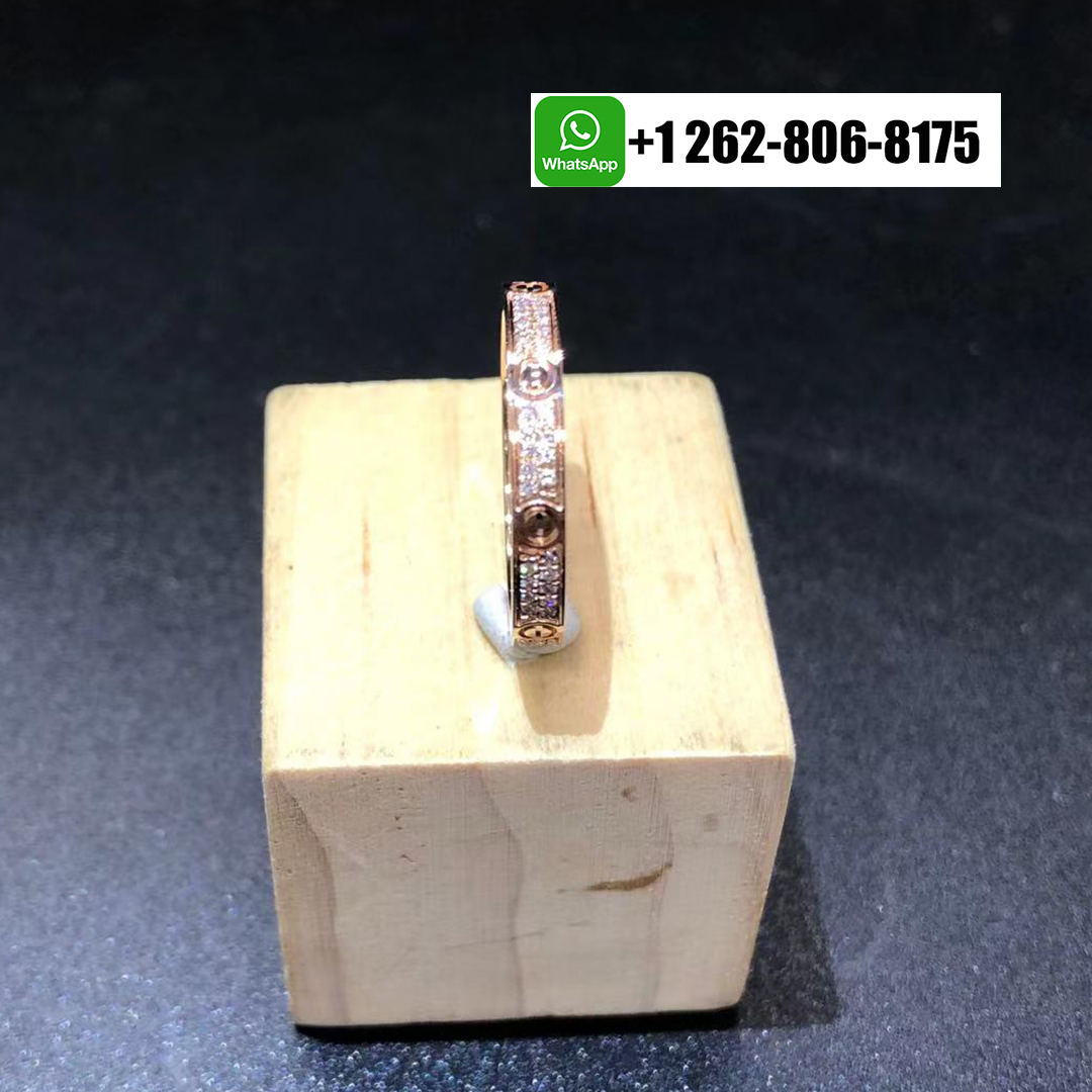 Cartier LOVE 18k Rose Gold Diamond Paved 2.6MM Small Mode Ring B4218100