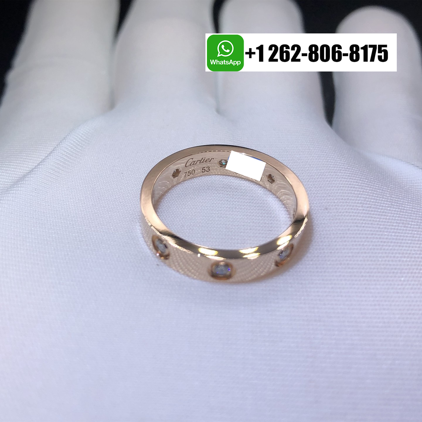 Cartier Love 8 Diamonds Wedding Band 18k Rose Gold 4mm Ring B4050800