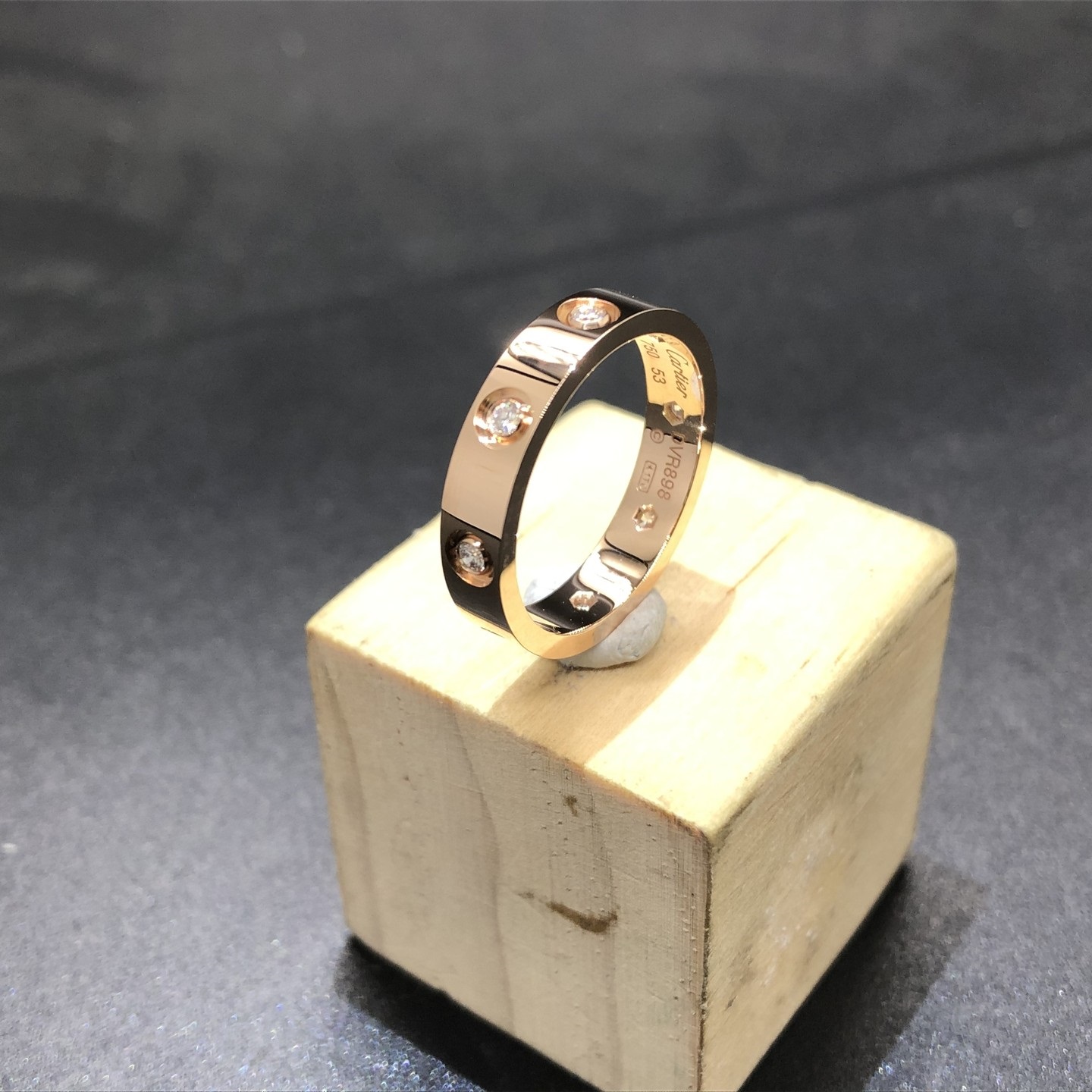 Cartier Love 8 Diamonds Wedding Band 18k Rose Gold 4mm Ring B4050800