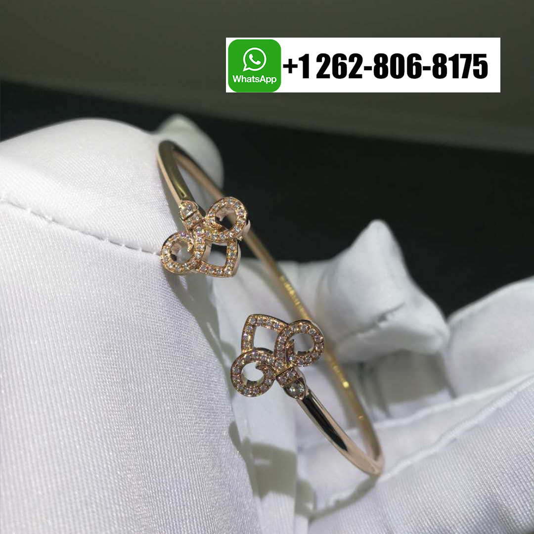 Tiffany & Co. 18K Rose Gold Diamond Fleur De Lis Wire Bracelet