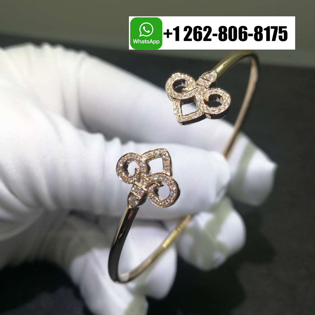 Tiffany & Co. 18K Rose Gold Diamond Fleur De Lis Wire Bracelet