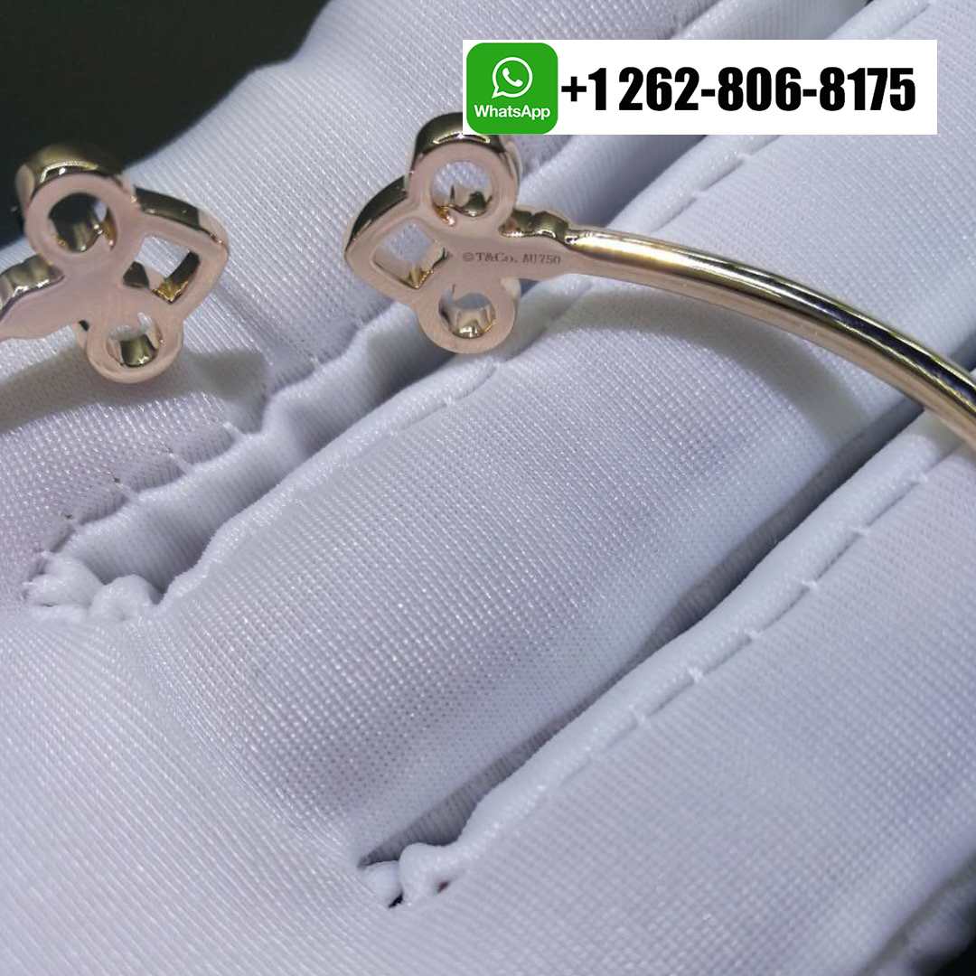 Tiffany & Co. 18K Rose Gold Diamond Fleur De Lis Wire Bracelet