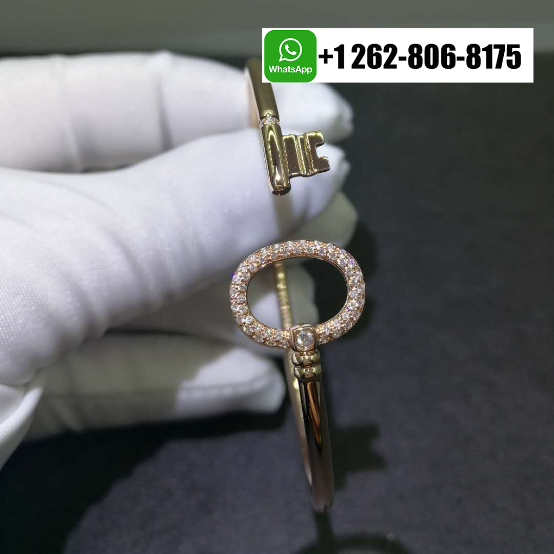 Tiffany & Co. 18K Rose Gold Diamond Keys Wire Bracelet