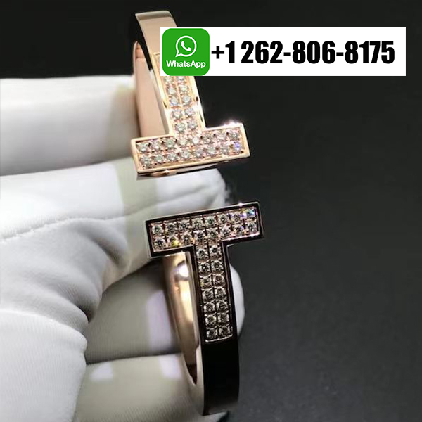 Tiffany & Co. 18K Rose Gold Pave Diamond T Square Bracelet 60153369