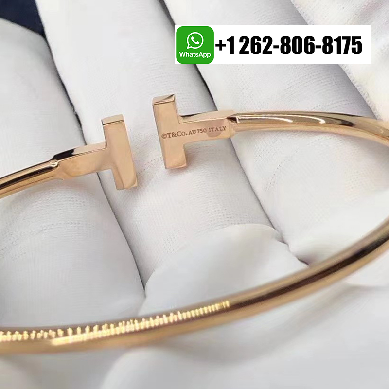 Tiffany & Co. 18k Rose Gold Diamond Double T Wire Bracelet 60010767