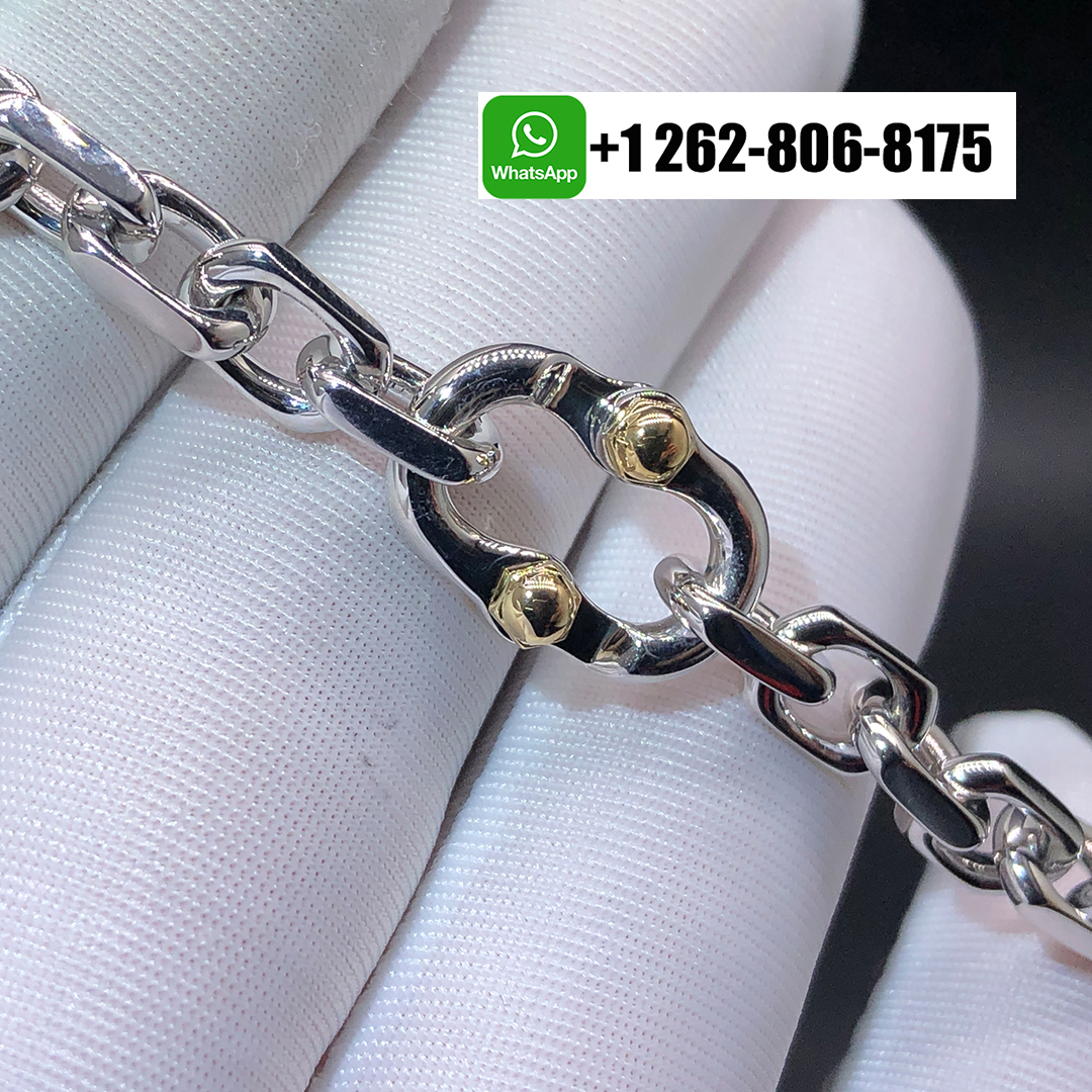 Tiffany & Co. 18k White Yellow Gold 1837 Makers Narrow Chain Bracelet