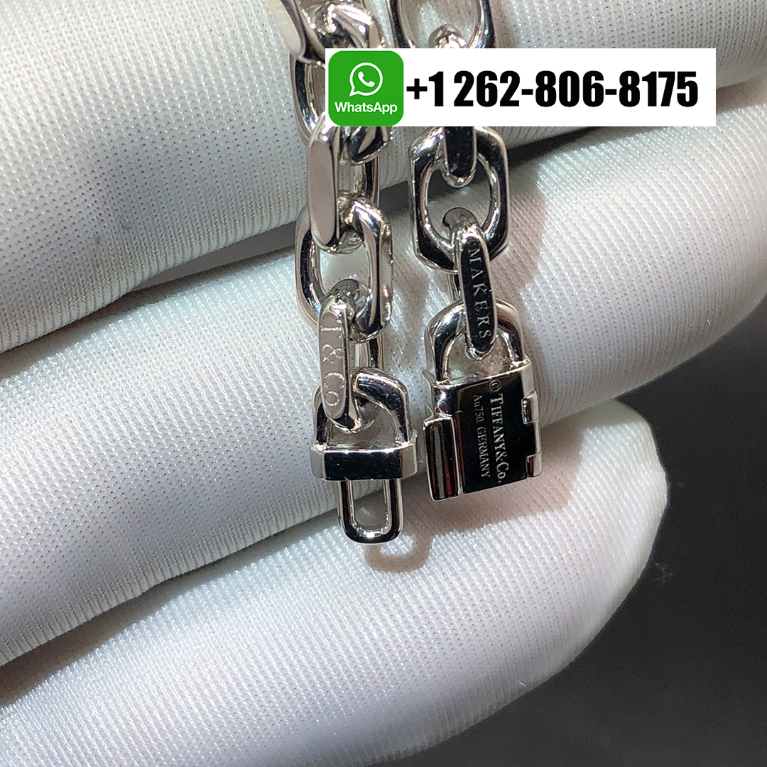 Tiffany & Co. 18k White Yellow Gold 1837 Makers Narrow Chain Bracelet
