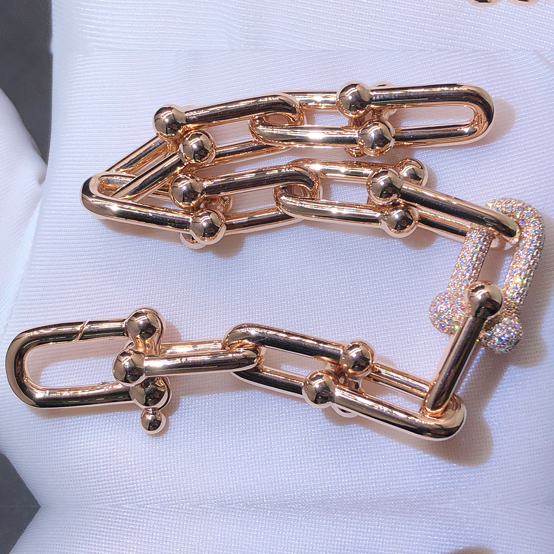 Tiffany & Co. HardWear Large Link 18k Rose Gold Diamonds Bracelet 60451095