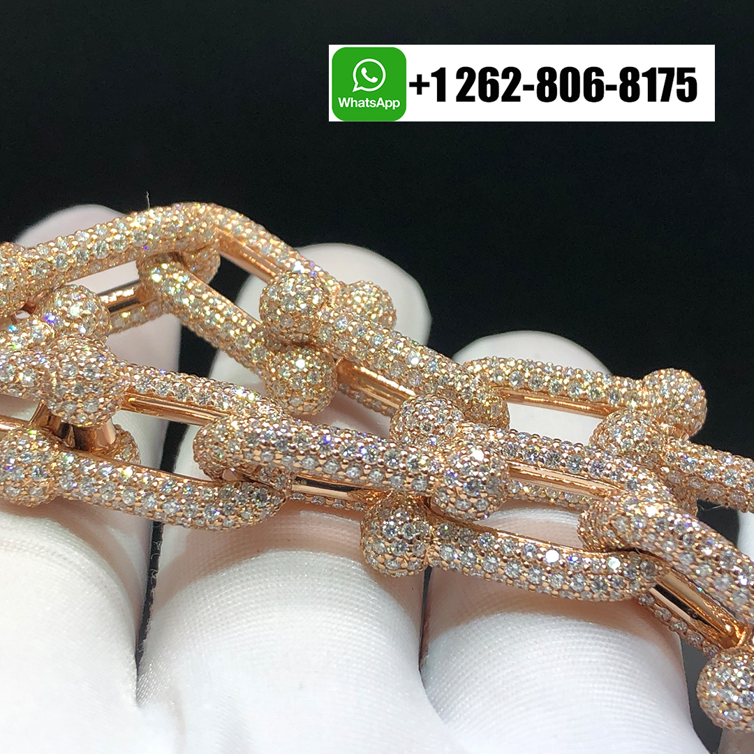 Tiffany & Co. HardWear Large Link Full Pavé Diamonds 18k Rose Gold Bracelet 73368278