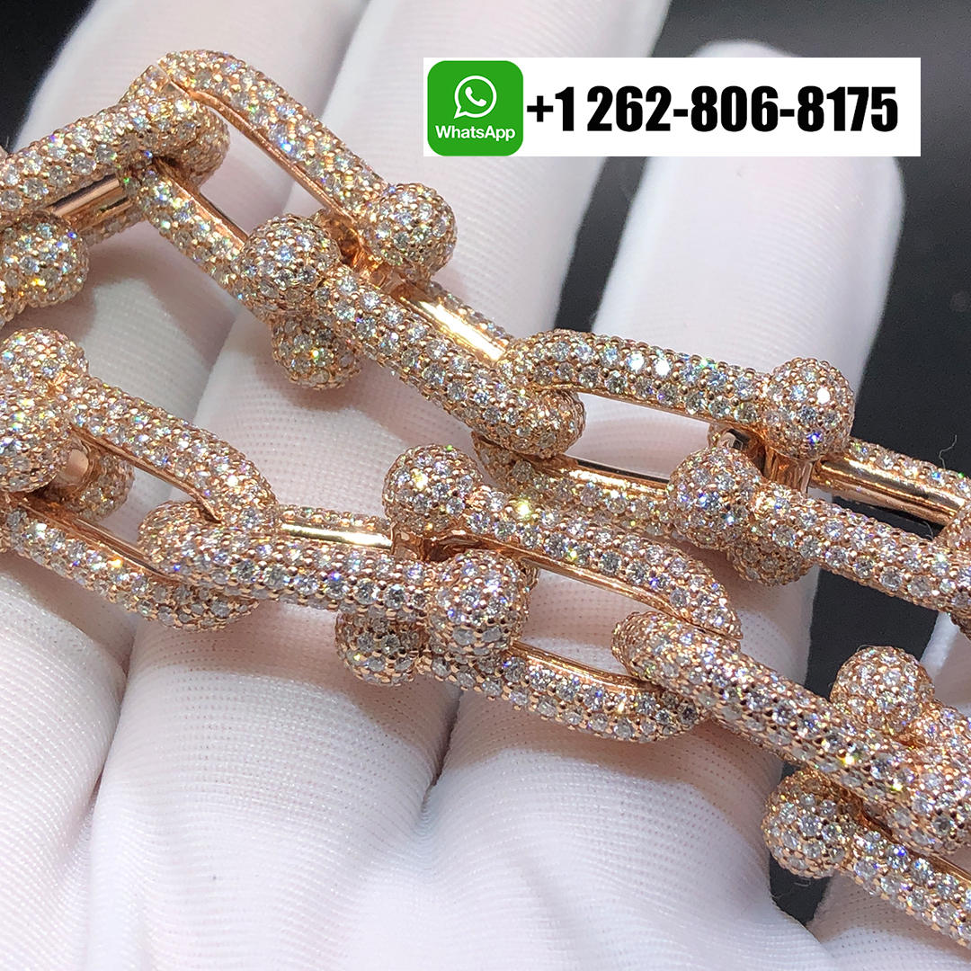 Tiffany & Co. HardWear Large Link Full Pavé Diamonds 18k Rose Gold Bracelet 73368278