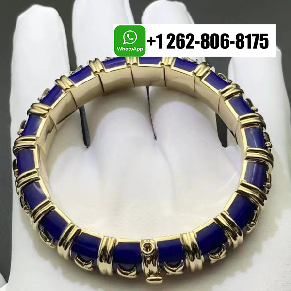 Tiffany & Co. Jean Schlumberger 18k Yellow Gold Blue Enamel X Motif Croisillon Bracelet