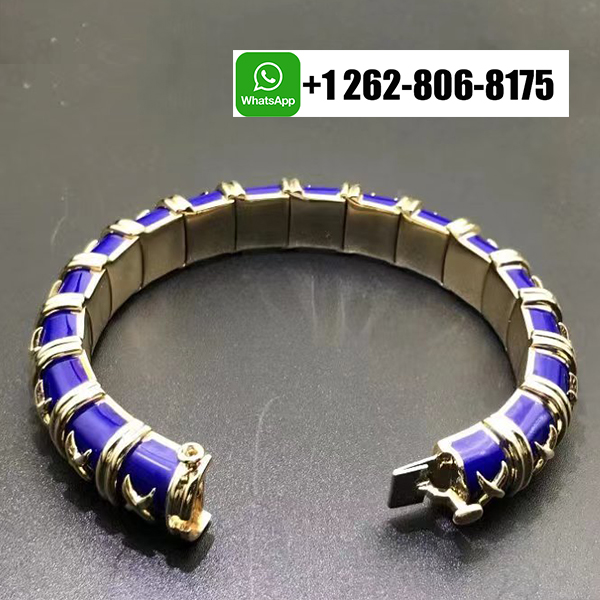 Tiffany & Co. Jean Schlumberger 18k Yellow Gold Blue Enamel X Motif Croisillon Bracelet