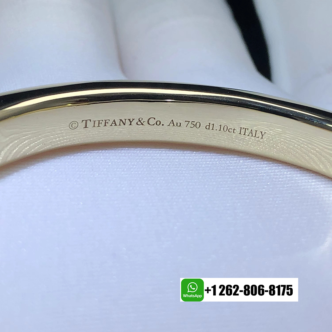 Tiffany & Co. Lock 18k Yellow and White Gold with Half Pavé Diamonds Bangle Bracelet 70181142
