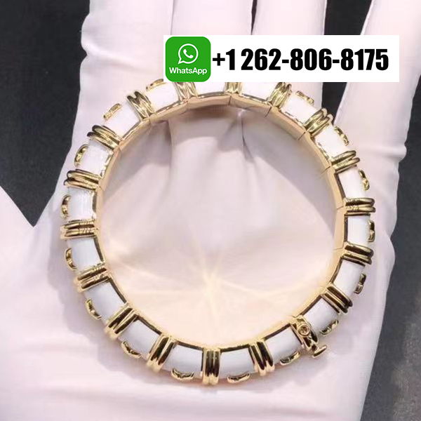 Tiffany & Co. Schlumberger 18K Yellow Gold White Enamel Croisillon Bracelet