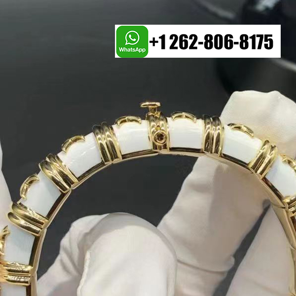 Tiffany & Co. Schlumberger 18K Yellow Gold White Enamel Croisillon Bracelet