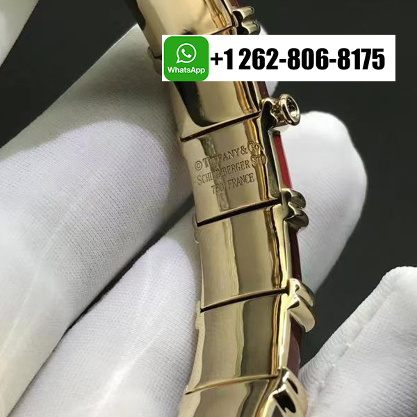 Tiffany & Co. Schlumberger Croisillon 18k Yellow Gold Red Enamel Bracelet