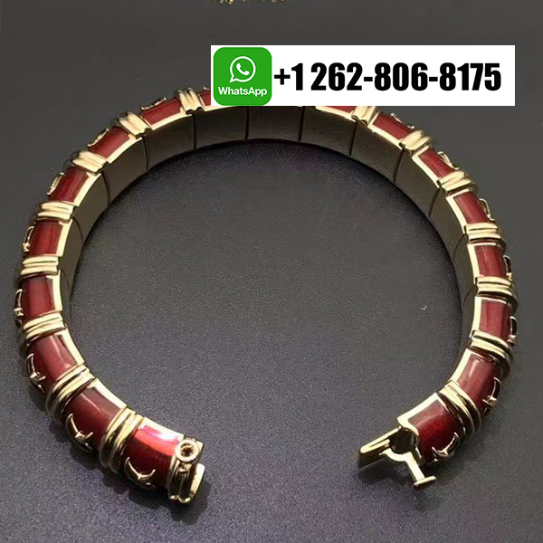 Tiffany & Co. Schlumberger Croisillon 18k Yellow Gold Red Enamel Bracelet
