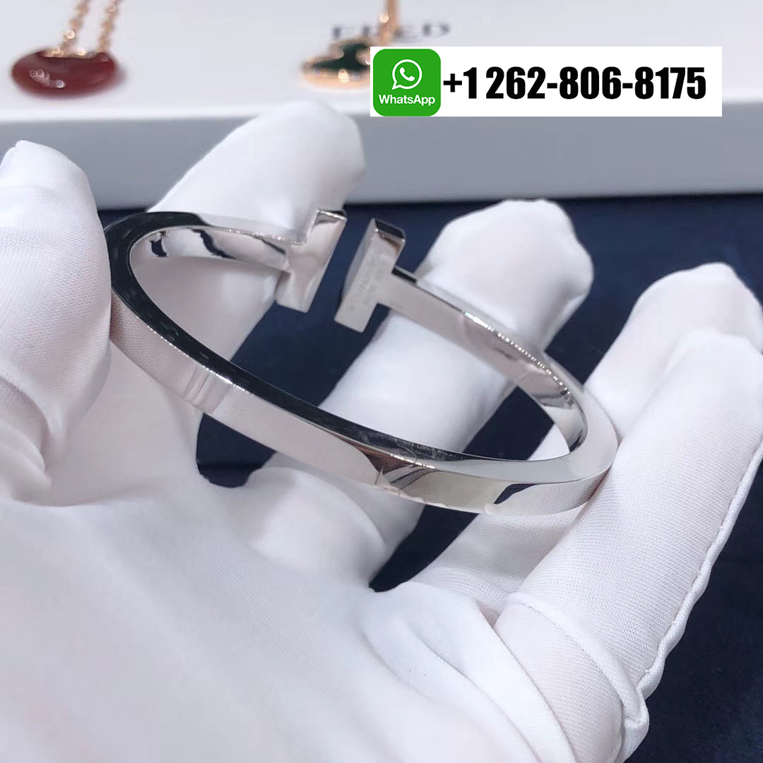 Tiffany & Co. T Square 18k White Gold Pave Diamonds Bracelet 60010797