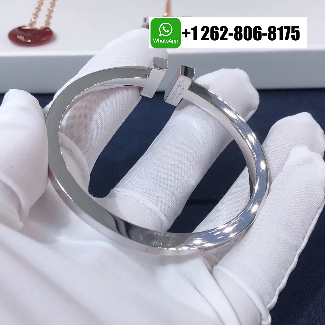 Tiffany & Co. T Square 18k White Gold Pave Diamonds Bracelet 60010797